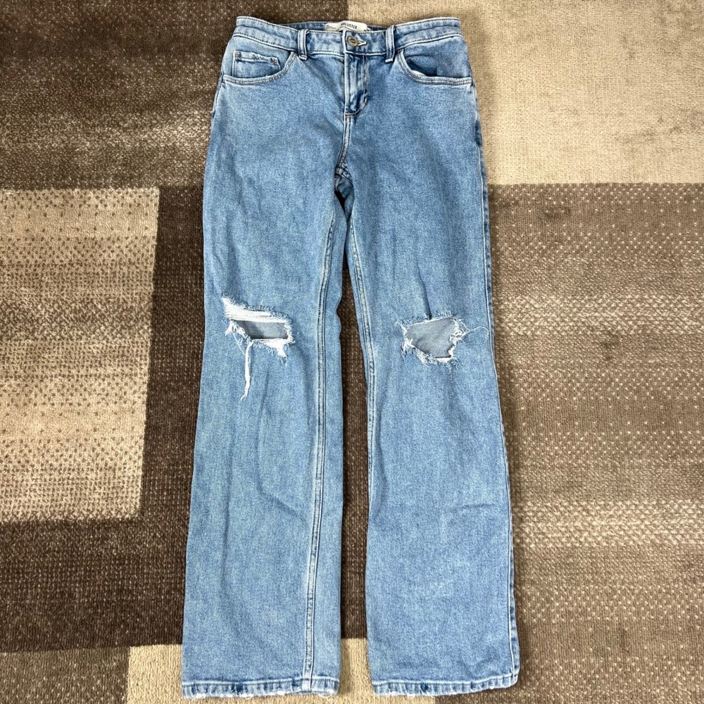 Hollister Womens Jeans Size 25 0R Regular Low Rise Relaxed Straight Distressed